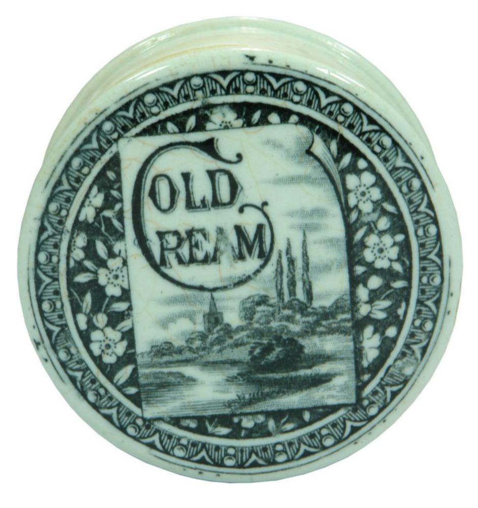 Cold Cream Country Scene Pot Lid