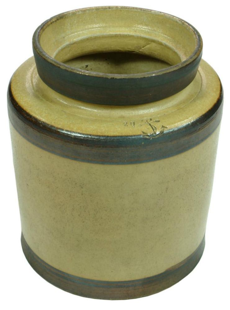 Anchor Impressed Stamp Stoneware Pot