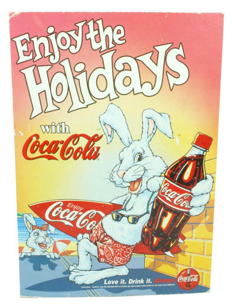 Enjoy Holidays Coca Cola Advertising Cardboard Sign