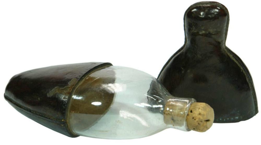 Flint Glass Flask Leather Cover