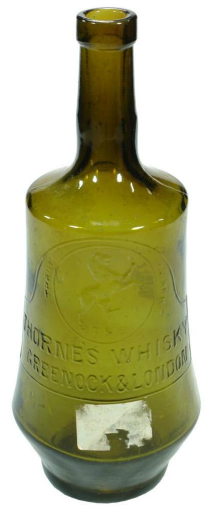 Thorne's Whisky Greenock London Green Bottle