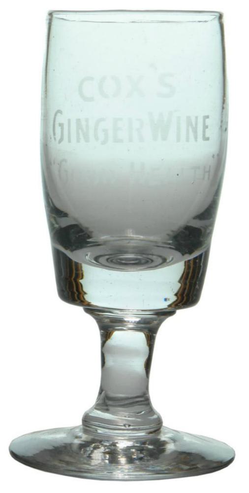 Cox's Ginger Wine Good Health Etched Glass