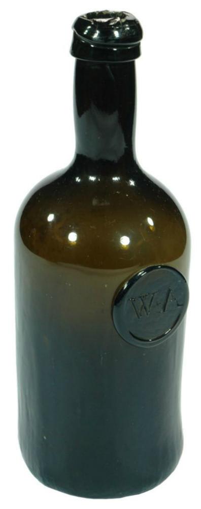WA Sealed Black Glass Wine Bottle
