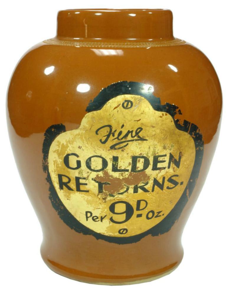 Fine Golden Returns Stoneware Tobacco Jar