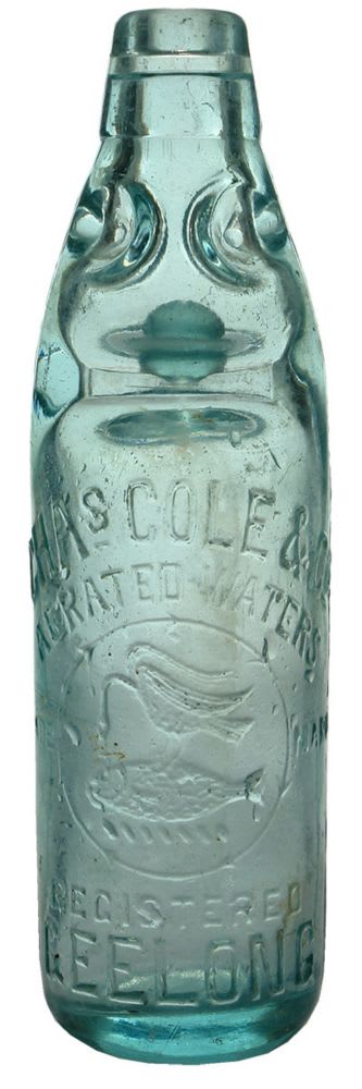 Cole Aerated Waters Geelong Codd Bottle
