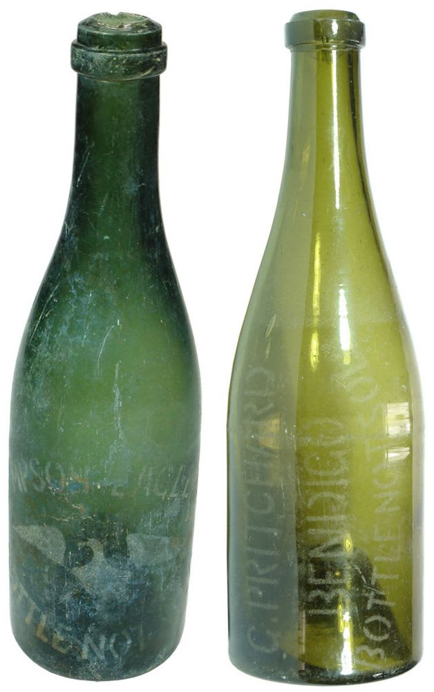 Collection Victorian Green Glass Beer Bottles