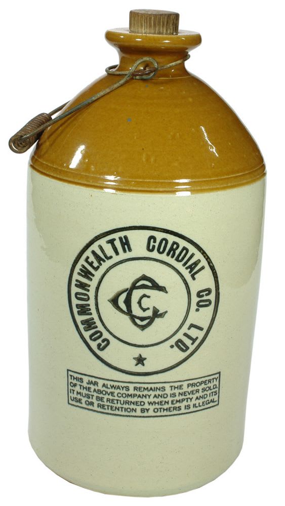 Commonwealth Cordial Fowler Sydney Stoneware Demijohn