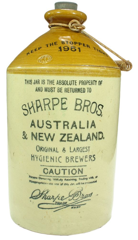 Sharpe Bros Brewed Ginger Beer Stoneware Demijohn