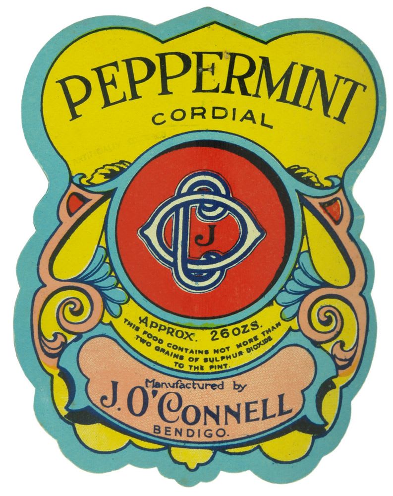 O'Connell Peppermint Cordial Bendigo Label