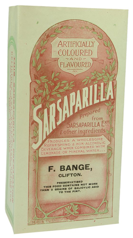 Bange Clifton Sarsaparilla Label