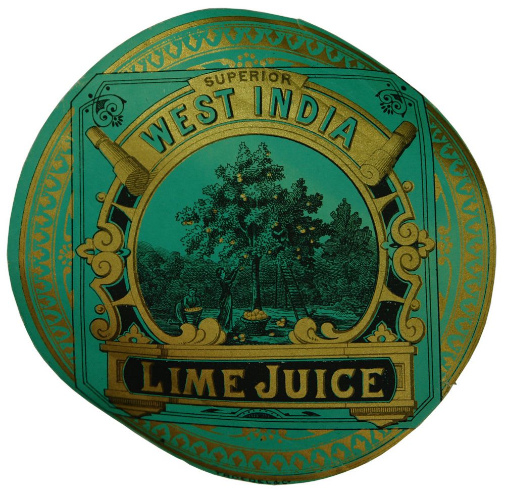 Superior West India Lime Juice Troedel Label