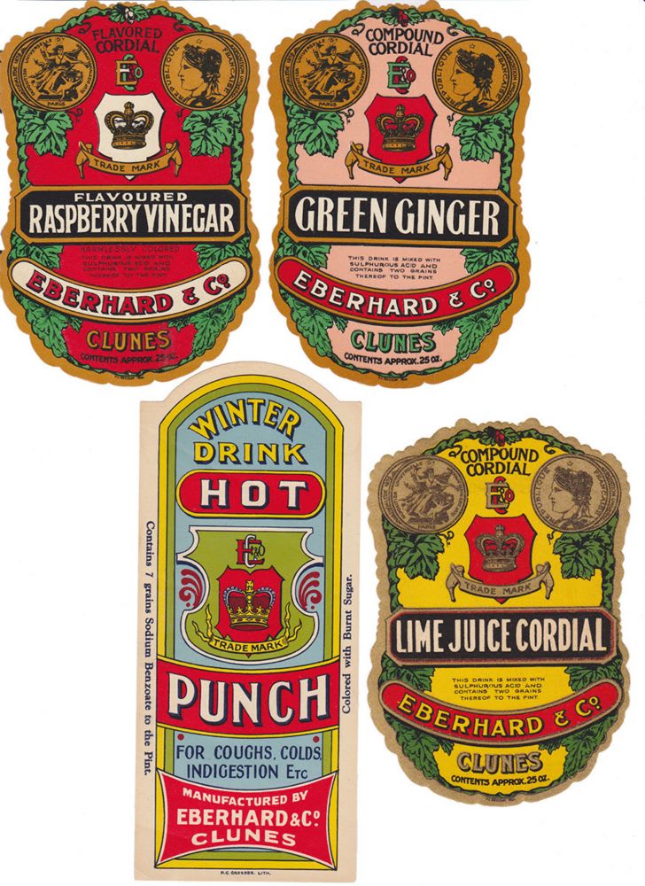 Eberhard Clunes Cordials Vintage Labels