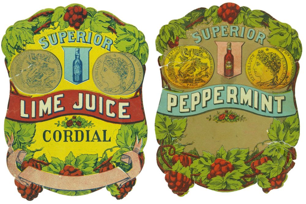 Lime Juice Peppermint Cordial Labels