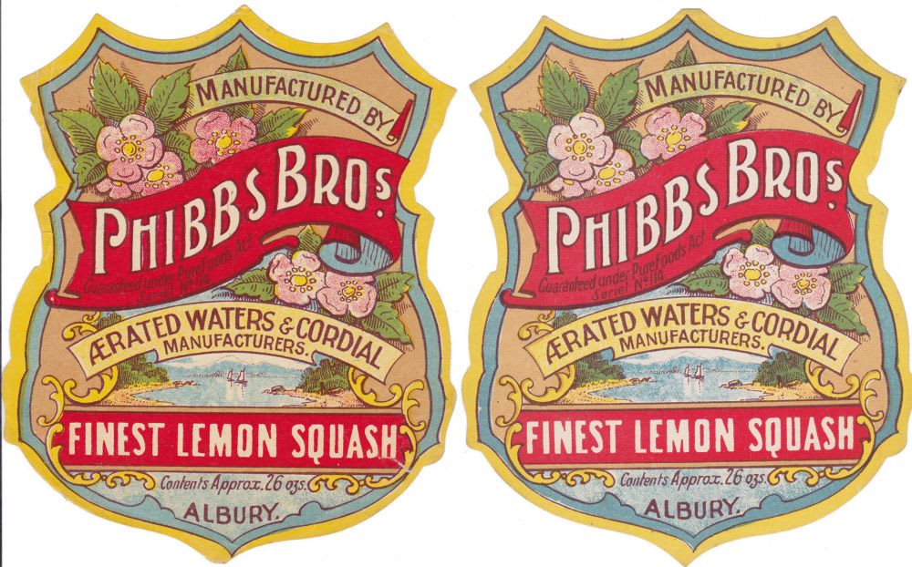 Phibbs Bros Albury Finest Lemon Squash Labels