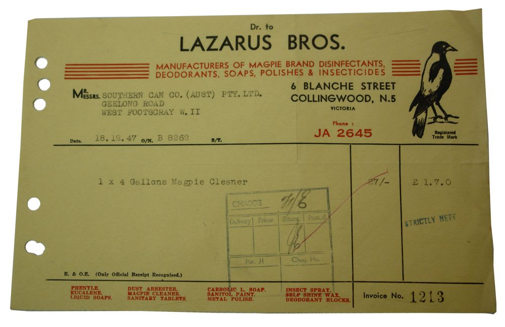Lazarus Magpie Brand Collingwood Letterhead