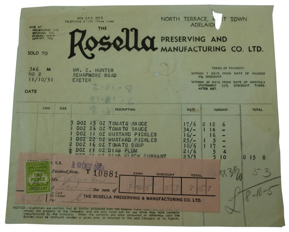 Rosella Preserving Melbourne Letterhead