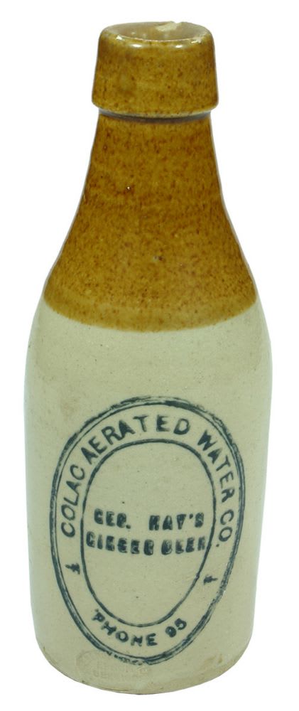 Colac Aerated Water Stoneware Ginger Beer Bottle