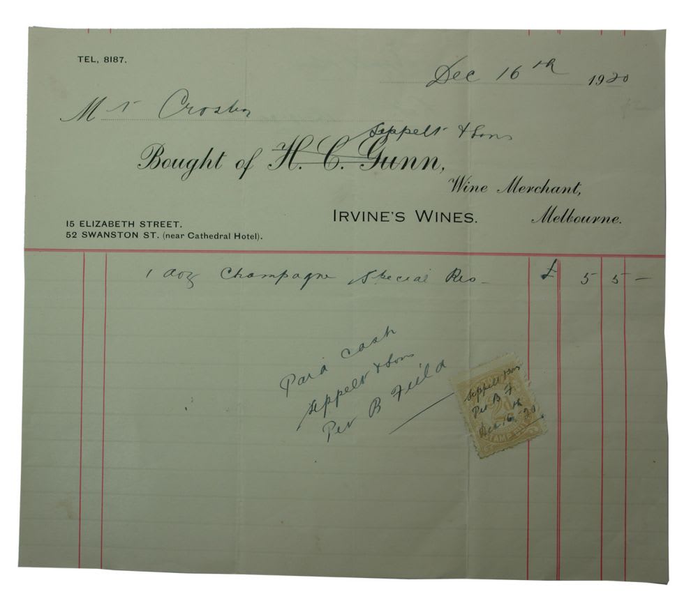 Gunn Wine Merchant Melbourne Letterhead