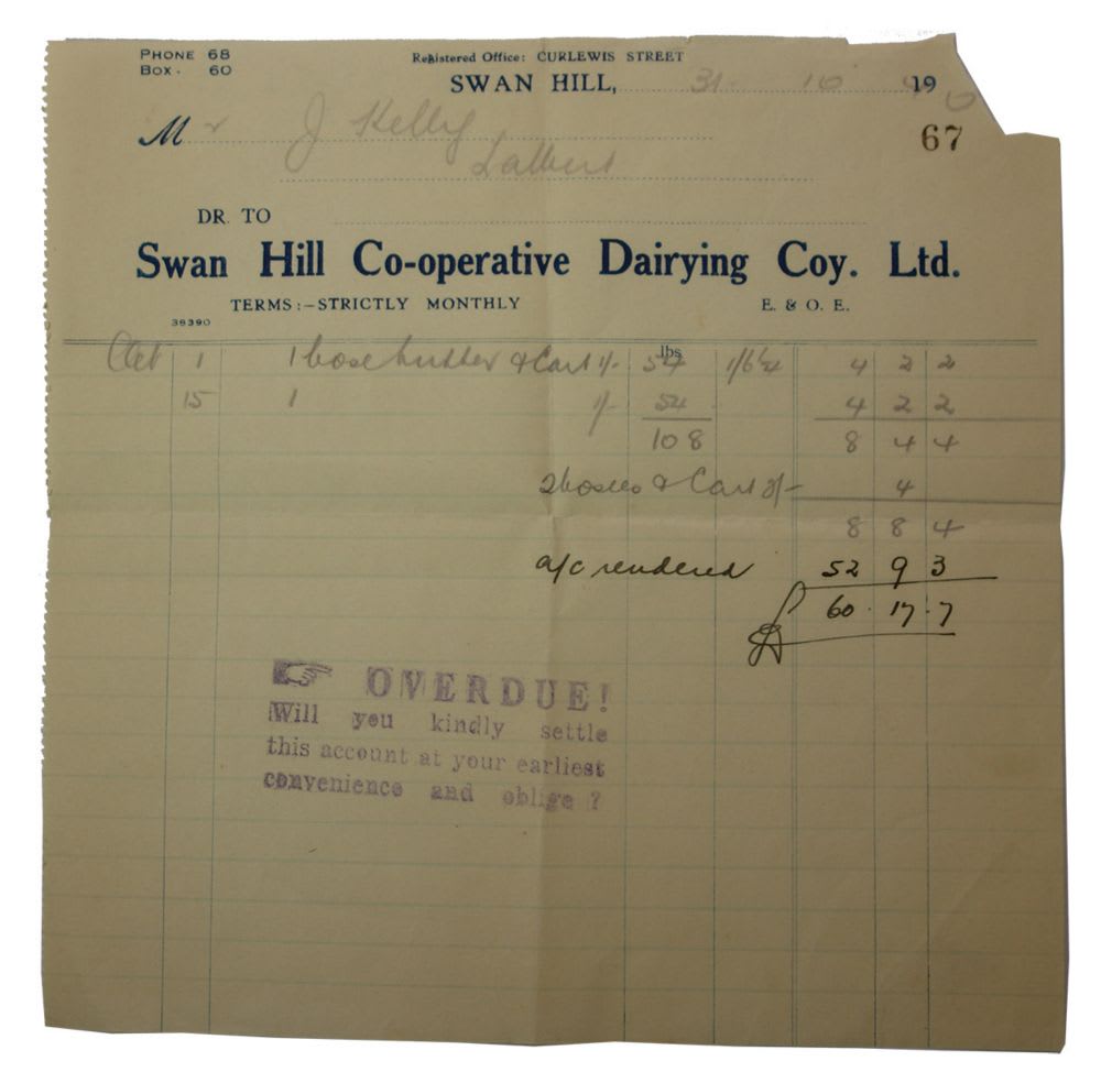 Swan Hill Co-operative Dairying Company Letterhead