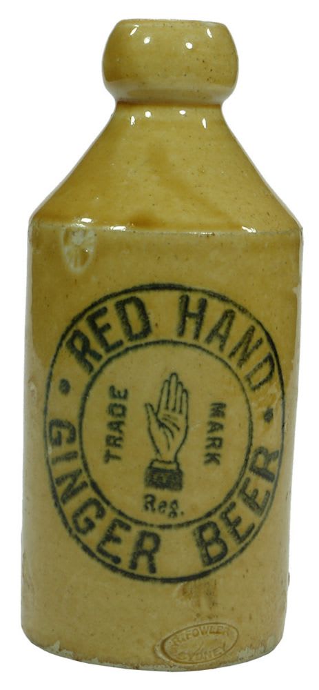 Red Hand Ginger Beer Stoneware Bottle