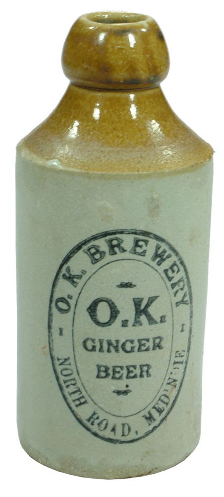 OK Brewery Ginger Beer Medindie Stoneware Bottle