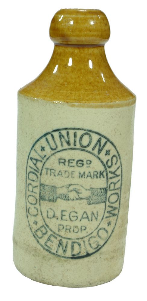 Union Cordial Works Bendigo Egan Stone Bottle
