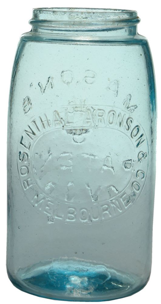 Rosenthal Aronson Melbourne mason's Patent 1858 jar