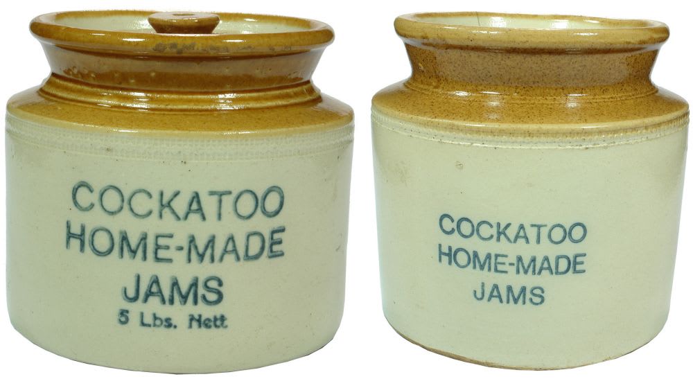 Cockatoo Home Made Jams Stoneware Jars
