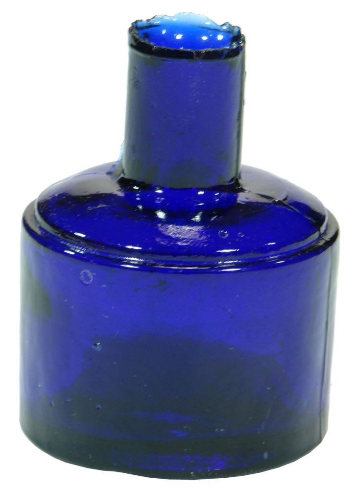 Cobalt Blue Round Ink Bottle