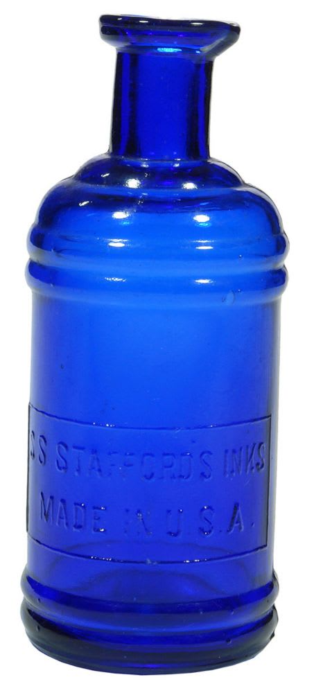 Stafford's Inks Cobalt Blue Glass Bottle