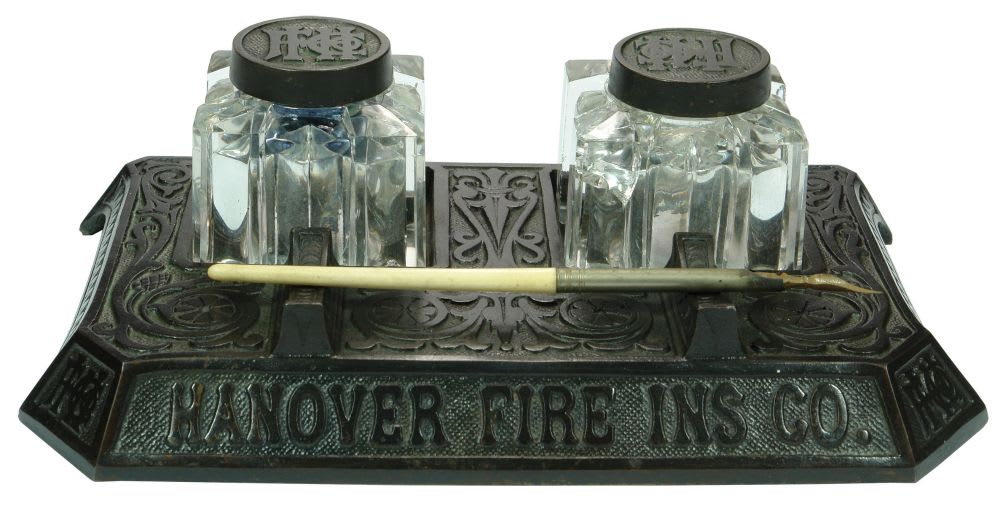 Honover Fire Insurance Advertising Desk Inkwell