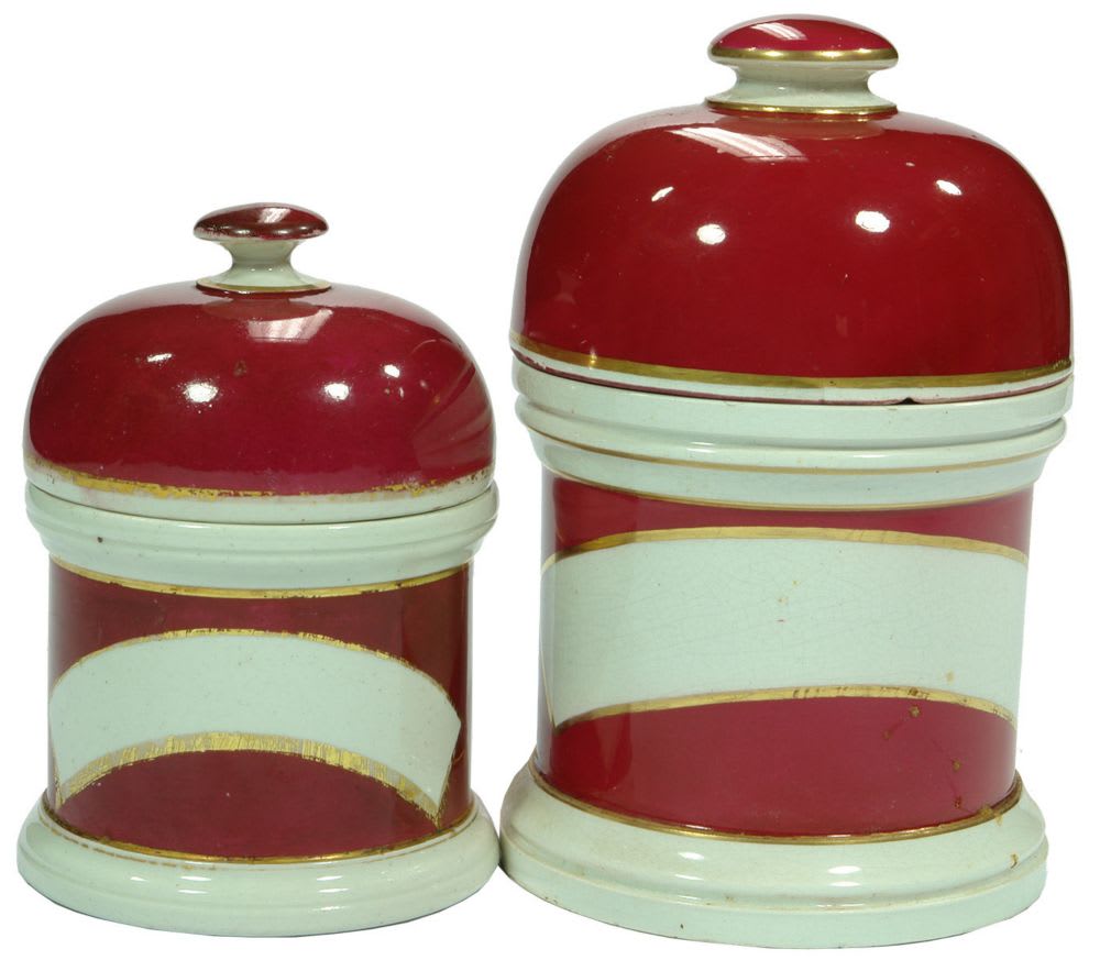 Red Ceramic Apothecary Pharmacy Pottery Jars