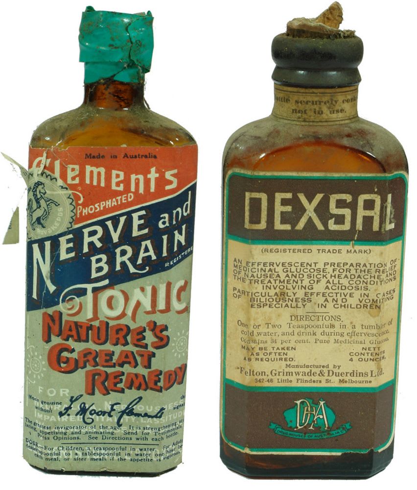 Vintage Labelled Medicine Cure Bottles