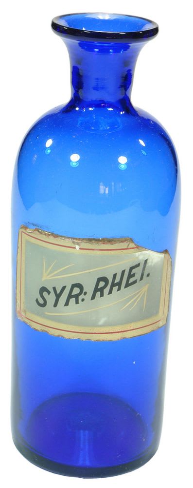 Underglass Labelled Cobalt Pharmacy Bottle