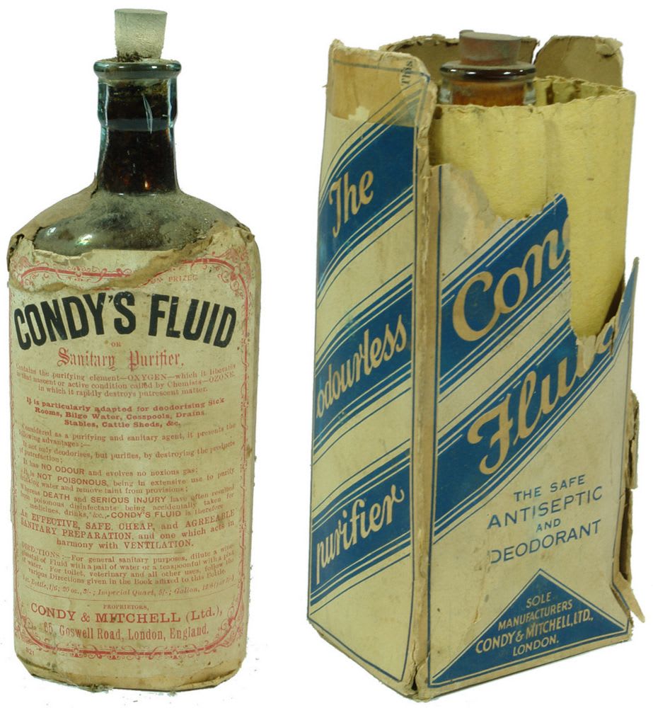 Condy's Fluid Labelled Vintage Bottles