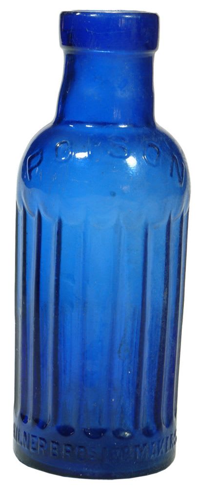 Kilner Brothers Cobalt Blue Glass Poison Bottle