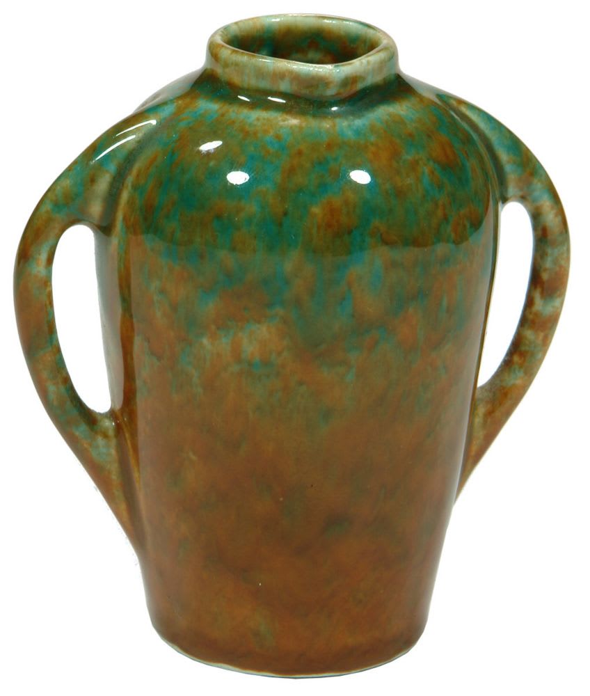 Fowlers Majolica Handled Vase