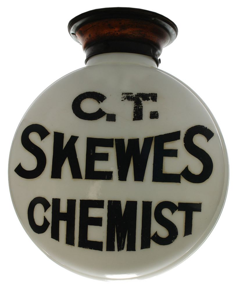 Skewes Chemist Milk Glass Display Sign