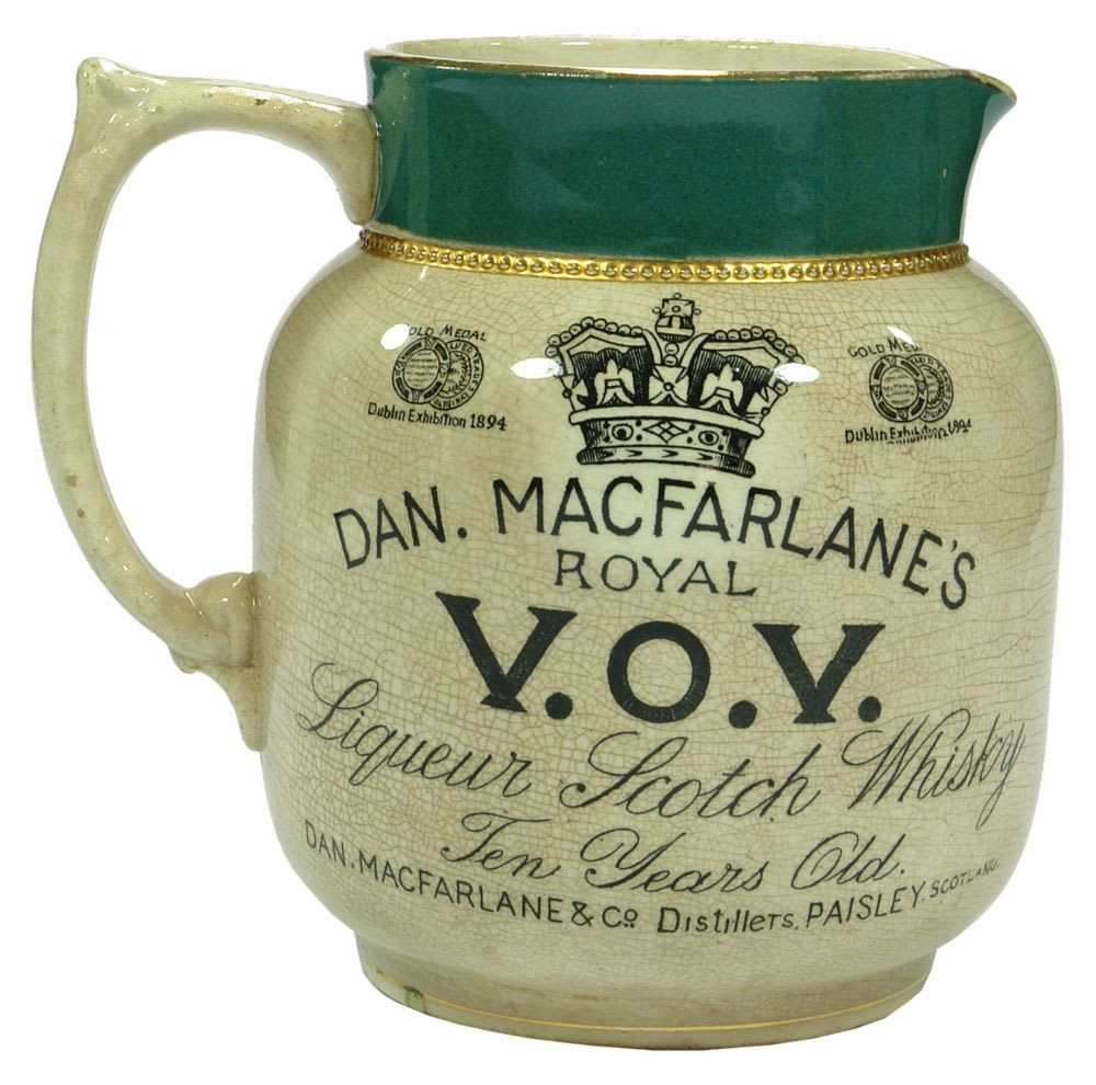 Macfarlane's VOV Liqueur Whisky Advertising Water Jug