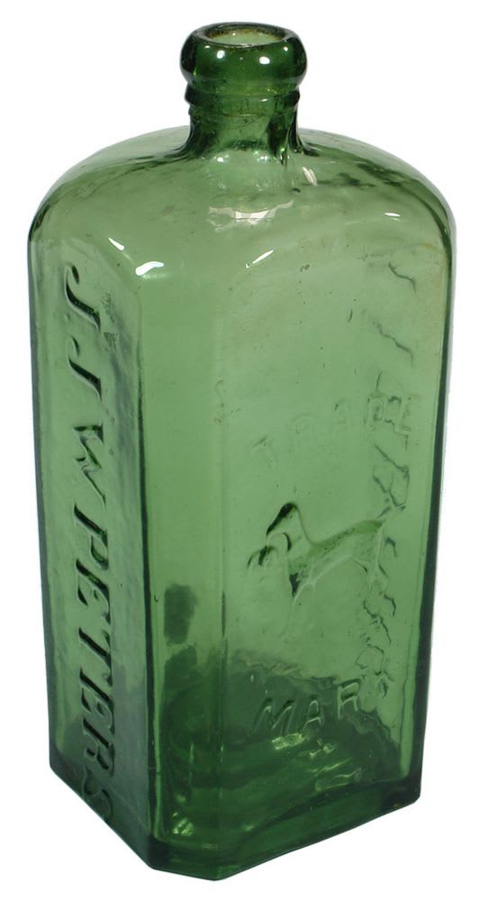 Peters Hamburg Hunting Dog Green Glass Bottle
