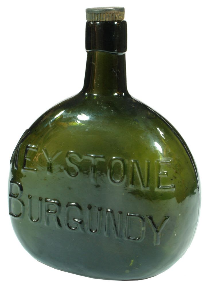 Keystone Burgundy Green Glass Wine Bottle