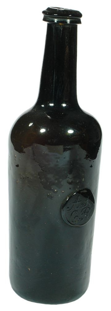 ASCR Script Seal Black Glass Wine Bottle
