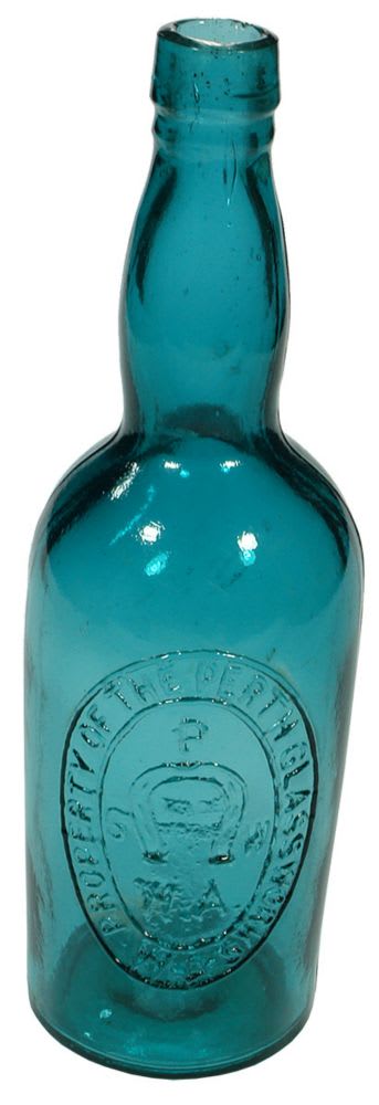 Perth Glass Works Teal Wine Bottle