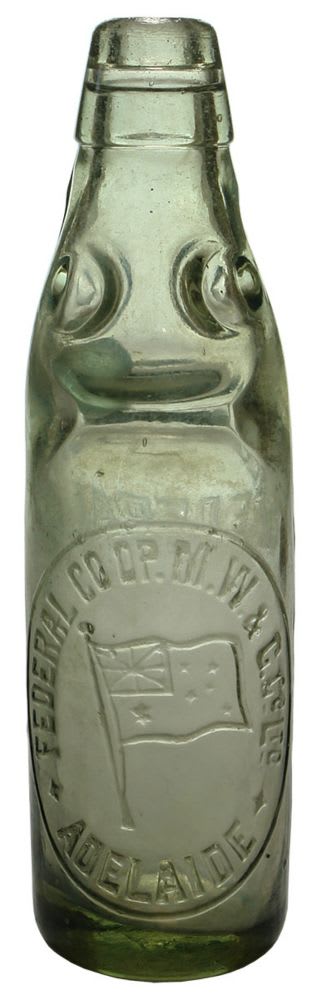 Federal Mineral Waters Adelaide Flag Codd Bottle