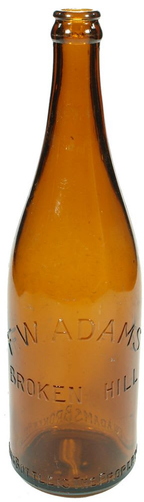 Adams Broken Hill Amber Glass Crown Seal Bottle