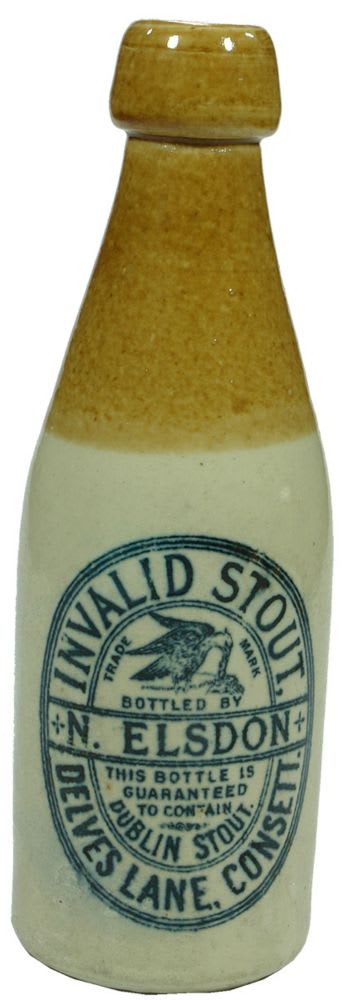Invalid Stout Elsdon Consett Stoneware Bottle
