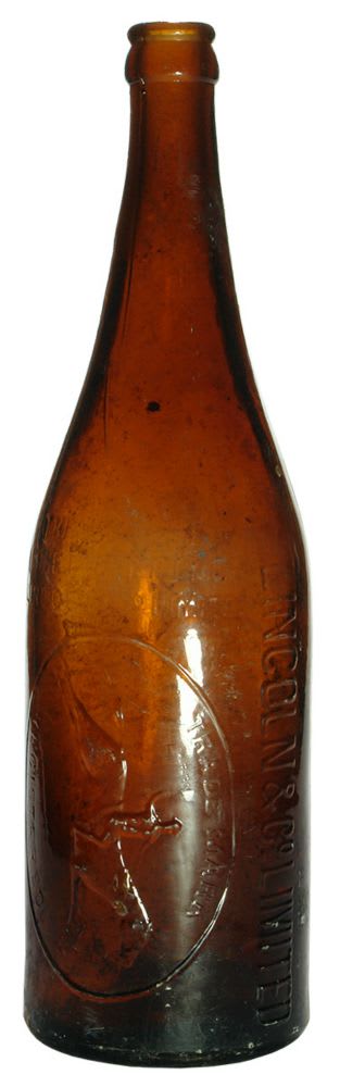 Lincoln Stockman Narrandera Amber Glass Beer Bottle