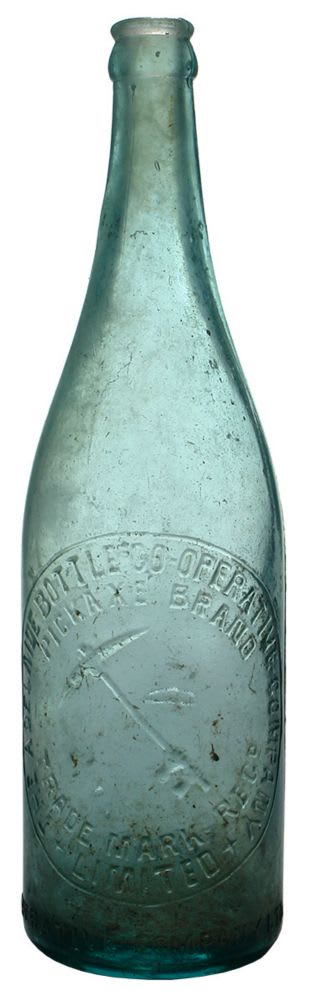 Adelaide Pickaxe Aqua Glass Crown Seal Beer Bottle