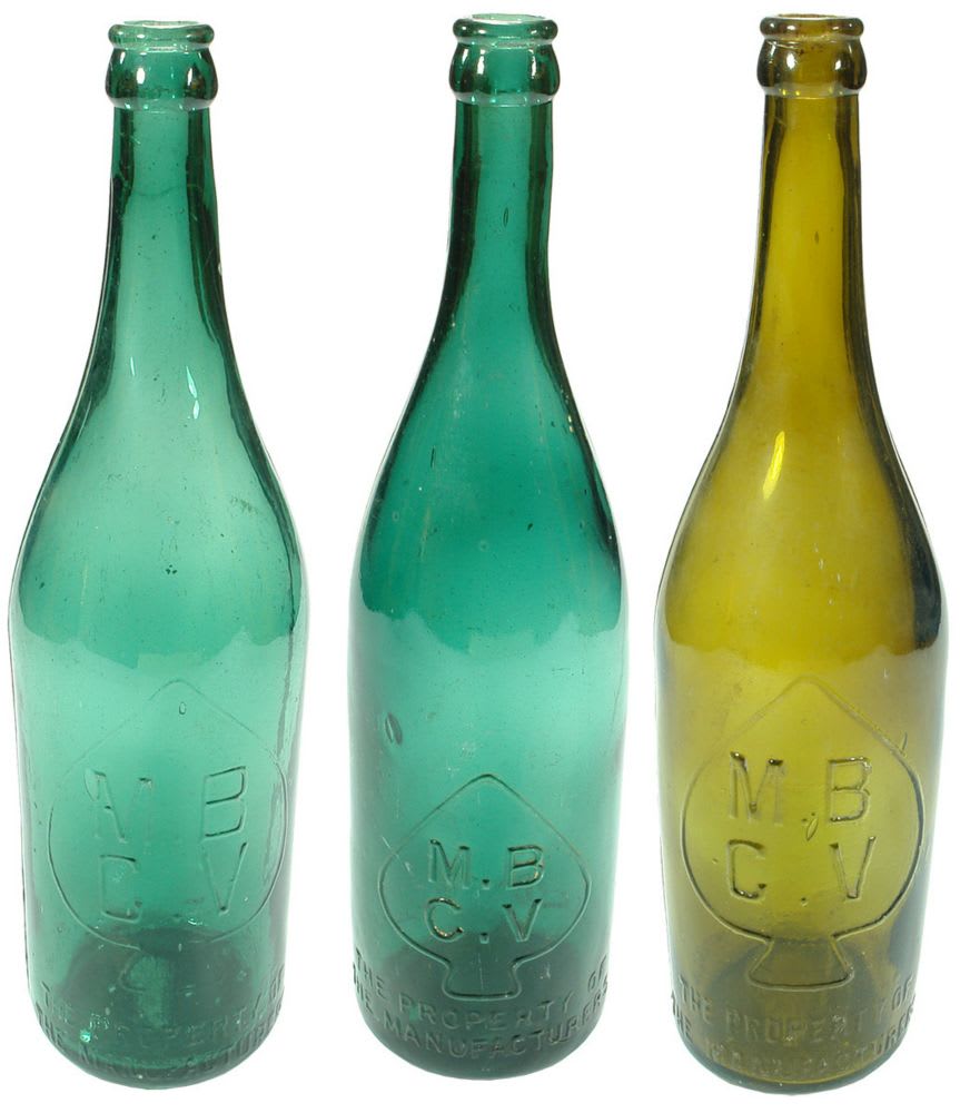 MBCV Green Glass Crown Seal Beer Bottles