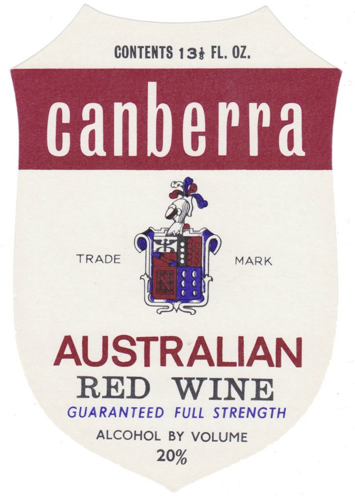 Canberra Australian Red Wine Label